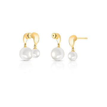 Brinco ear jacket pérolas com banho de ouro 18k