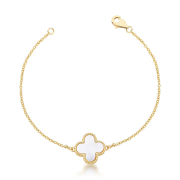Pulseira trevo madrepérola dourado