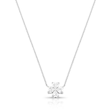 Colar prata 925 flor cristal