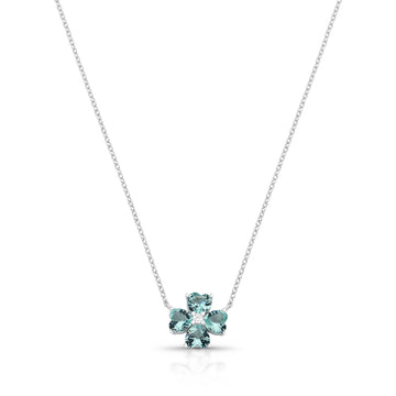 Colar prata 925 flor turmalina