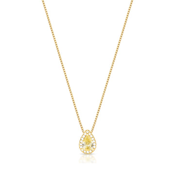 Colar gota citrino entorno cravejado com banho de ouro 18k