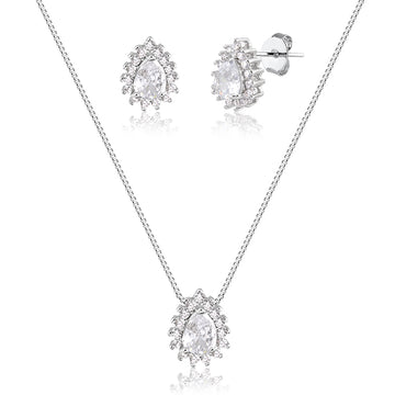 Conjunto gota cristal entorno cravejado