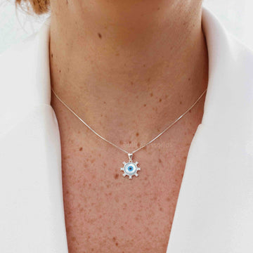 Colar prata 925 olho grego com ponto de luz