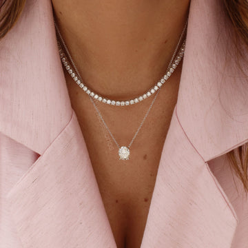 Colar MOISSANITE oval Luxo 1cm 3 quilates em prata 925