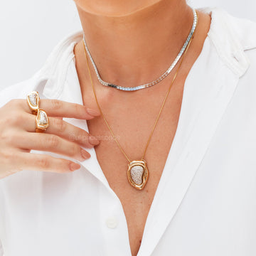 Colar estilo drusa gota orgânica