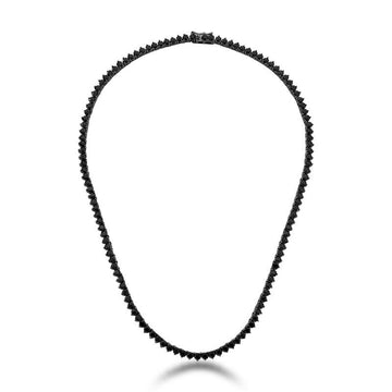 Colar riviera 3 garras preta trama rígida zircônia negra de 3mm com banho de ródio negro 40cm