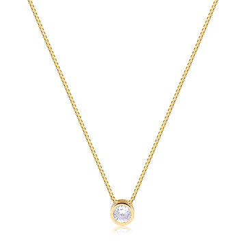 Colar ponto de luz cristal cravação inglesa dourado