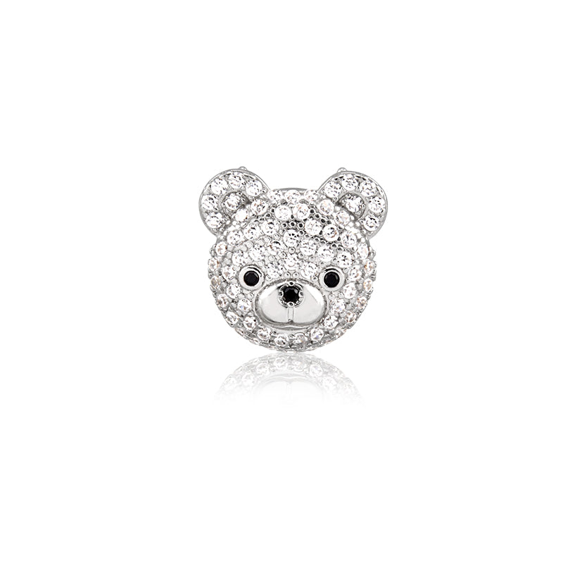 Pingente urso com banho de ródio branco para pulseira esteira