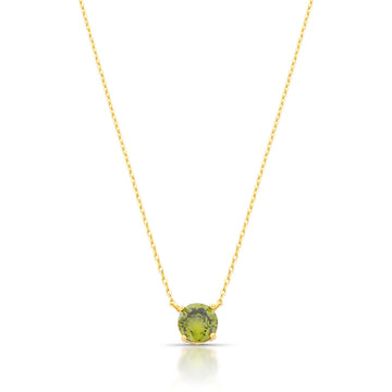 Colar solitário oval 8mm com zircônia peridoto e banho de ouro 18k