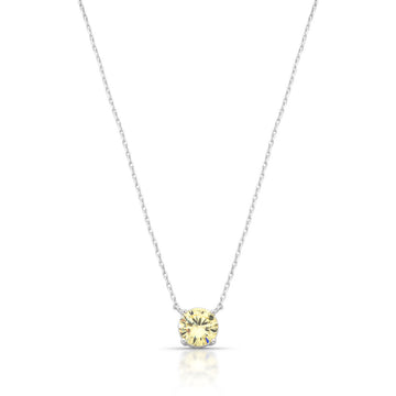 Colar solitário oval 8mm com zircônia citrino e banho de ródio branco