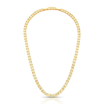 Colar riviera cushion com zircônia citrino e banho de ouro 18k  42+2cm extensor, 5mm de espessura