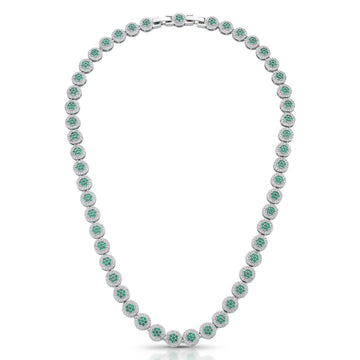 Colar riviera ovais cravejados com zircônia cristal e esmeralda e banho de ródio branco
