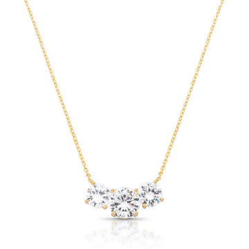 Colar 3 gemas cristal com banho de ouro 18k