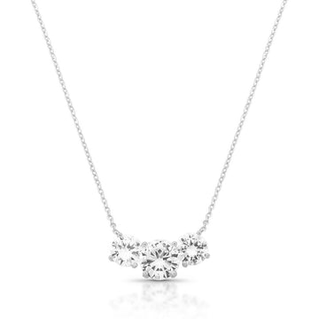 Colar 3 gemas com zircônia cristal com banho de ródio branco