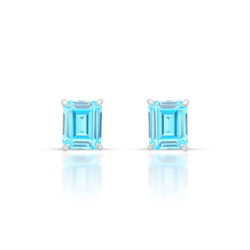 Brinco retangular topázio com banho de ródio branco
