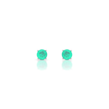 Brinco oval P esmeralda colombiana com banho de ródio branco 6mm