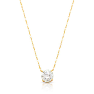 Colar solitário  com zircônia cristal 10mm e banho de ouro 18k
