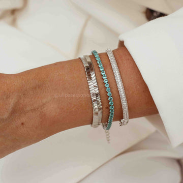 Pulseira riviera 3 garras turmalina em ródio branco