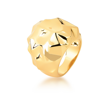 Anel abaloado facetado com banho de ouro 18k