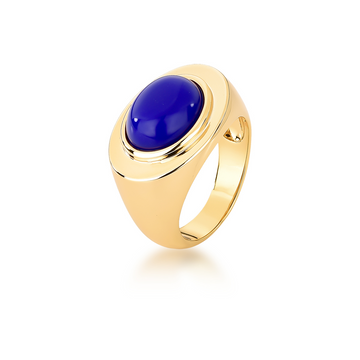 Anel lazulli com banho de ouro 18k