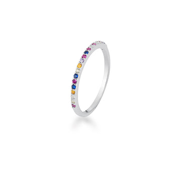 Anel aliança slim prata 925 colorida