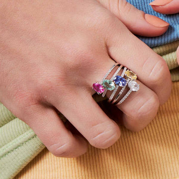 Anel prata 925 oval turmalina rosa