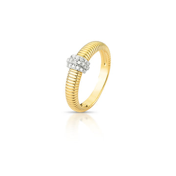 Anel frisado com detalhe cravejado e banho de ouro 18k