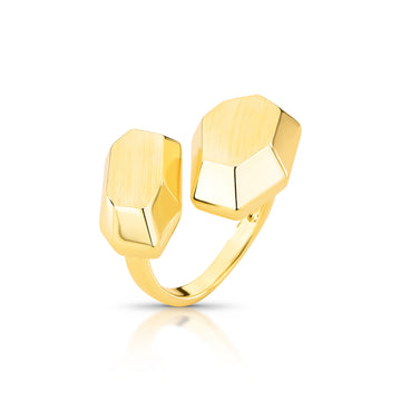 Anel geométricos fosco com banho de ouro18k