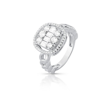 Anel prata 925 quadrado luxo