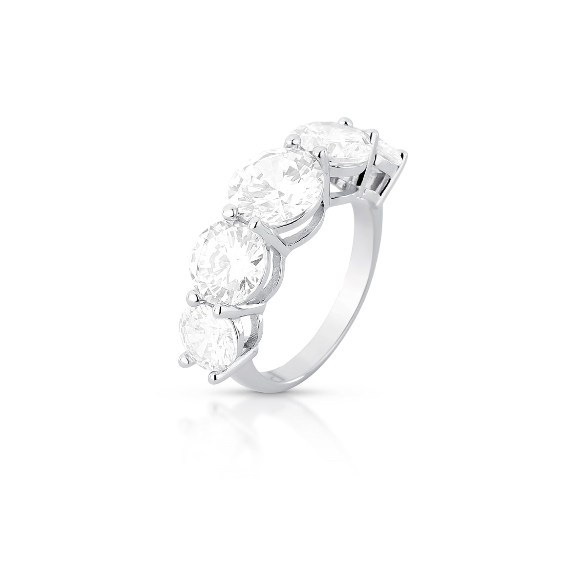 Anel prata 925 aliança zircônia oval maior com banho de ródio branco
