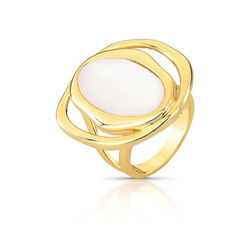 Anel oval madrepérola com banho de ouro18k