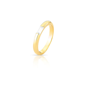 Anel slim com navete cristal dourado
