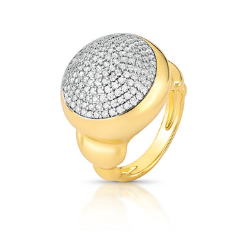 Anel esfera cravejada luxo designer abstract com banho de ouro 18k