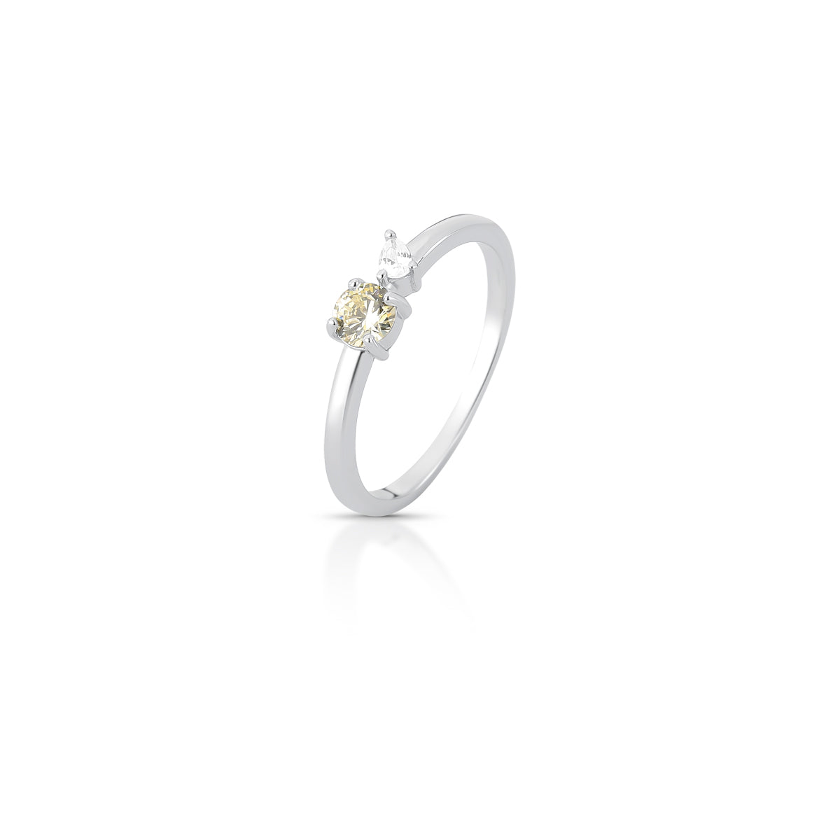 Anel prata 925 oval citrino e gota cristal
