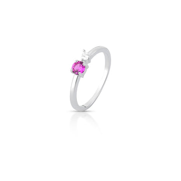 Anel prata 925 oval turmalina rosa e gota cristal