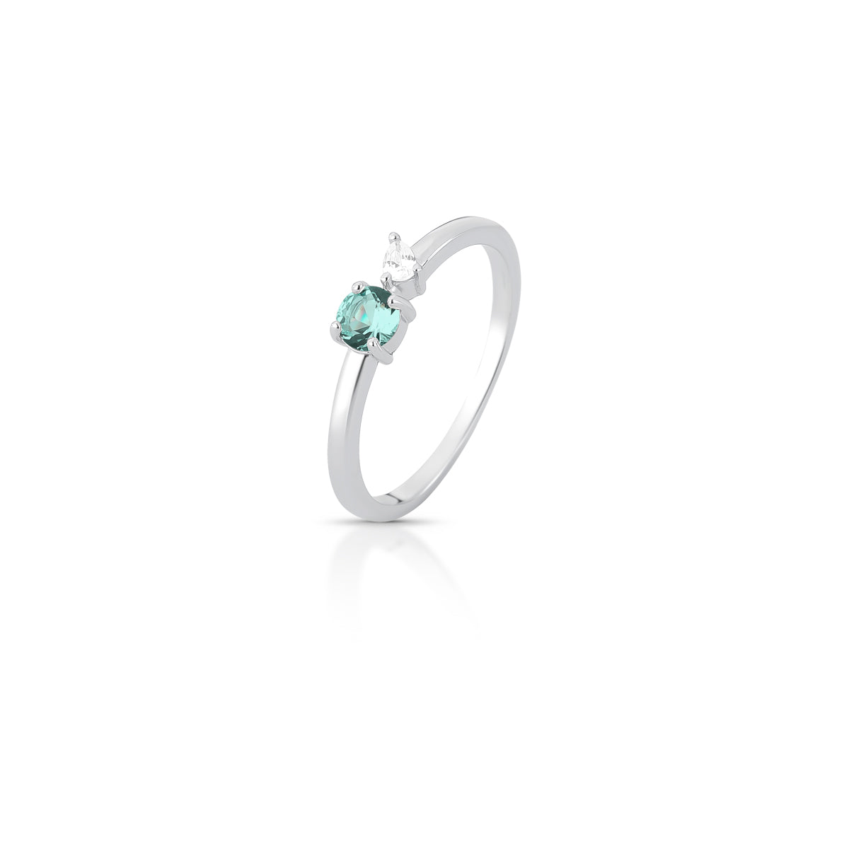 Anel prata 925 oval turmalina e gota cristal