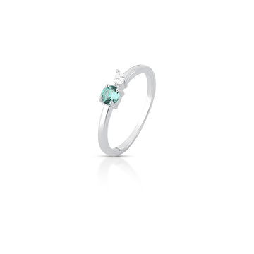 Anel prata 925 oval turmalina e gota cristal