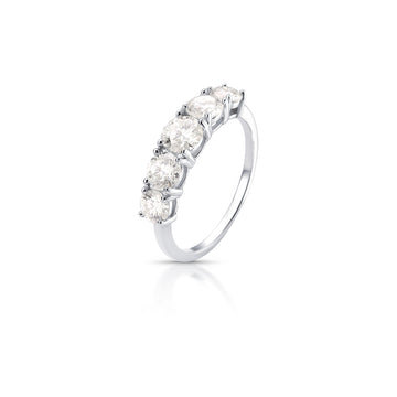 Anel MOISSANITE meia aliança LUXO 5ct em prata 925
