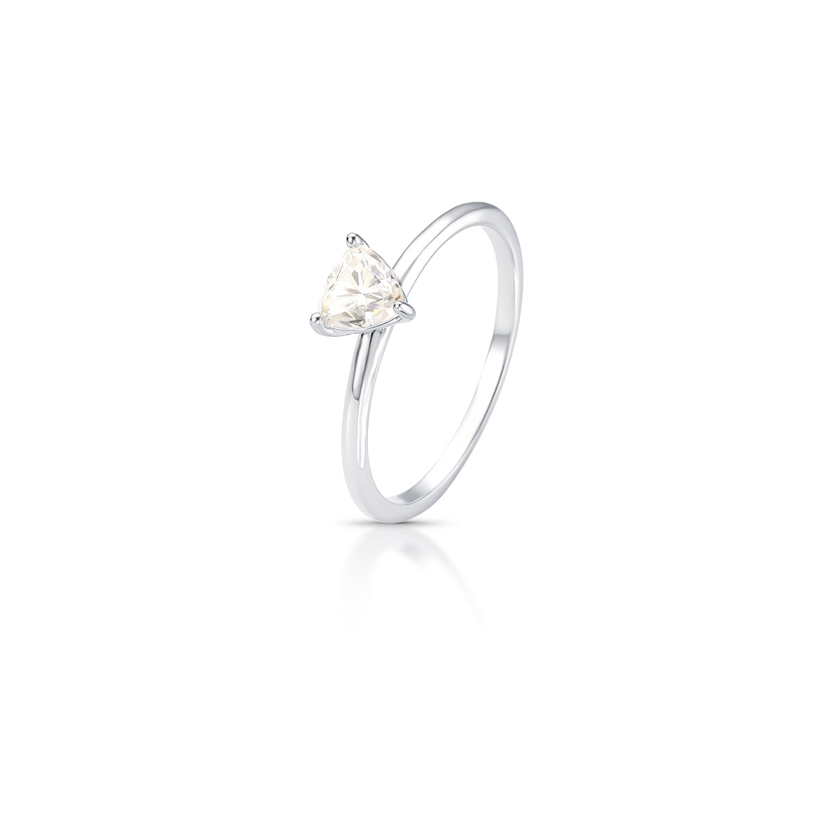 Anel MOISSANITE triângulo em prata 925