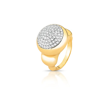 Anel dedinho oval cravejado abstract luxo com banho de ouro 18k