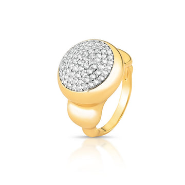 Anel esfera cravejada luxo designer abstract com banho de ouro 18k