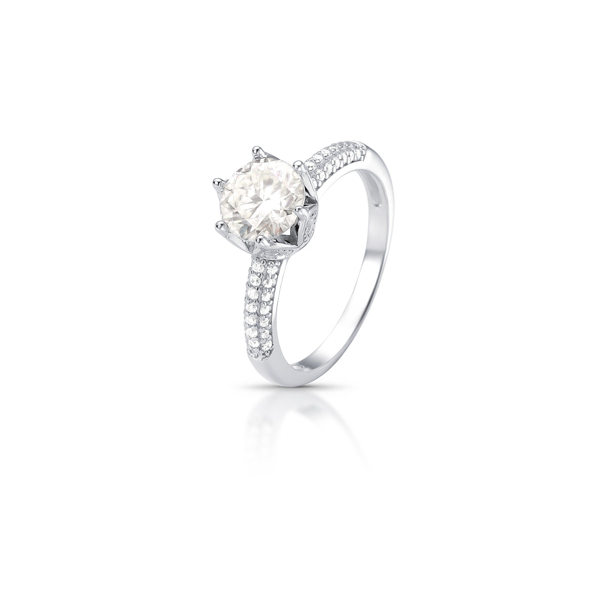 Anel MOISSANITE solitário luxo em prata 925