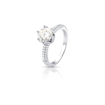 Anel MOISSANITE solitário luxo em prata 925