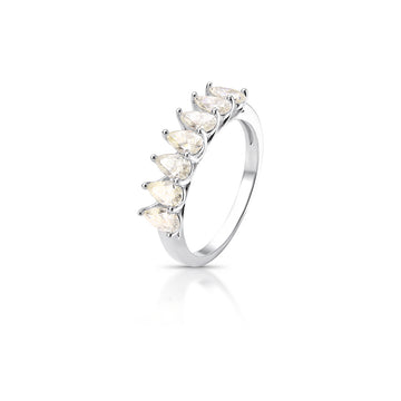 Anel MOISSANITE meia aliança gotas em prata 925