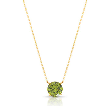 Colar solitário  com zircônia peridoto 10mm e banho de ouro 18k