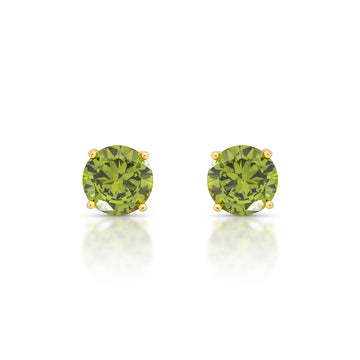 Brinco solitário com zircônia peridoto 10mm com banho de ouro 18k