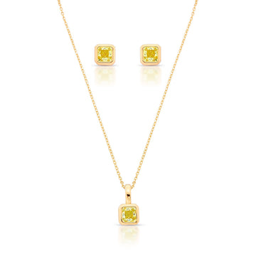 Conjunto quadrado apple green com banho de ouro 18k