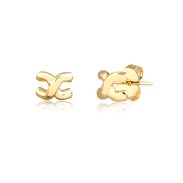 Brinco X liso com banho de ouro 18k