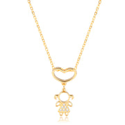 Colar MENINA com coração e banho de ouro 18k
