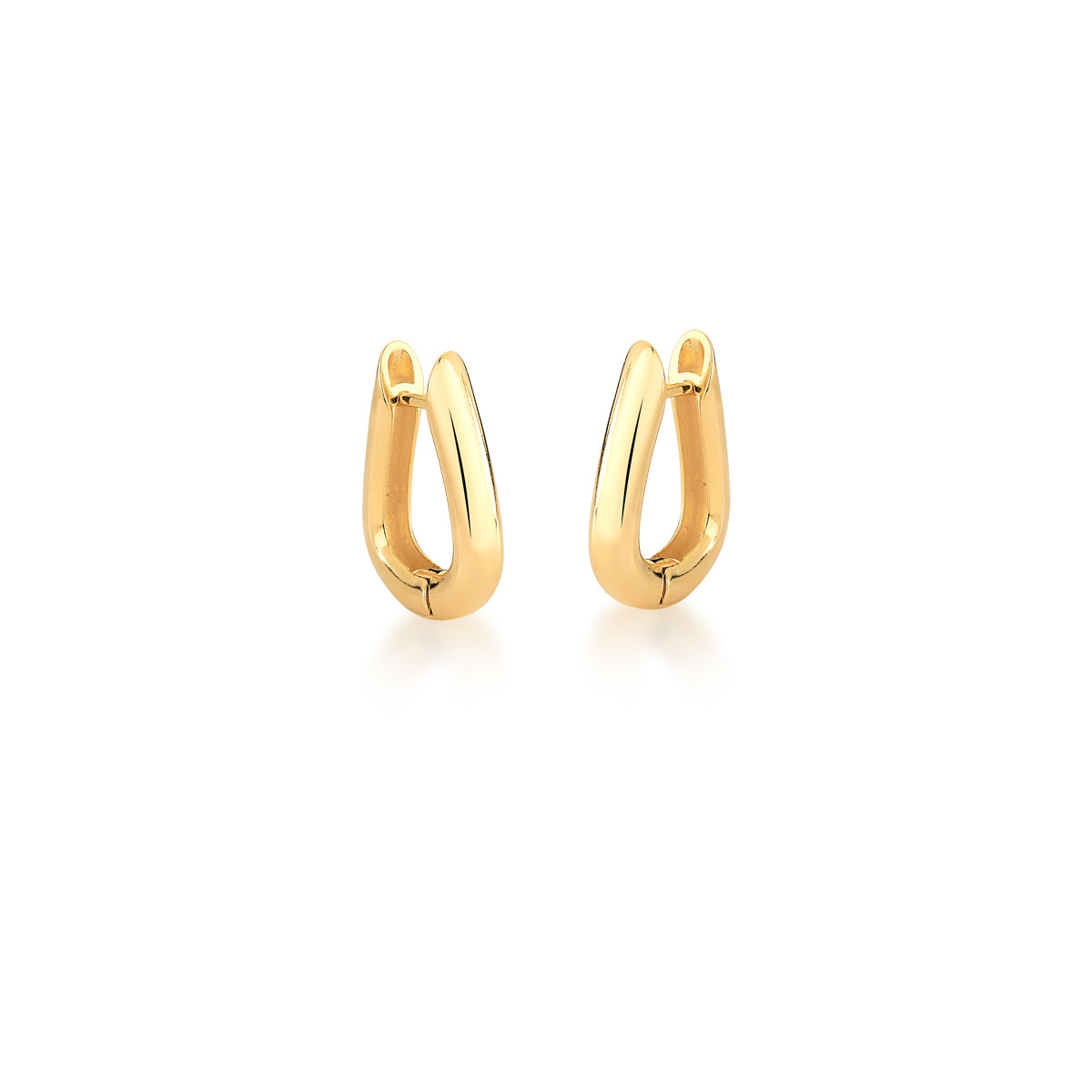 Brinco argola tubo forma gota lisa M dourada